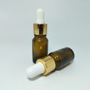 10ml Amber Dropper Bottle -Gold Cap & White Teet