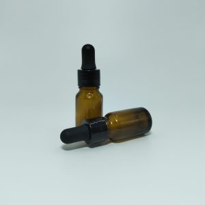10ml Amber Dropper Bottle -Shiny Black Cap & Black Teet
