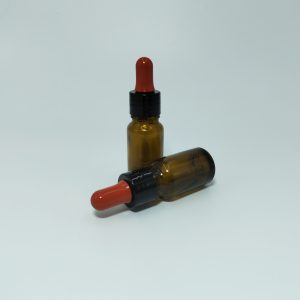 10ml Amber Dropper Bottle -Shiny Black Cap & Red Teet