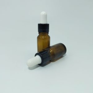 10ml Amber Dropper Bottle -Shiny Black Cap & White Teet
